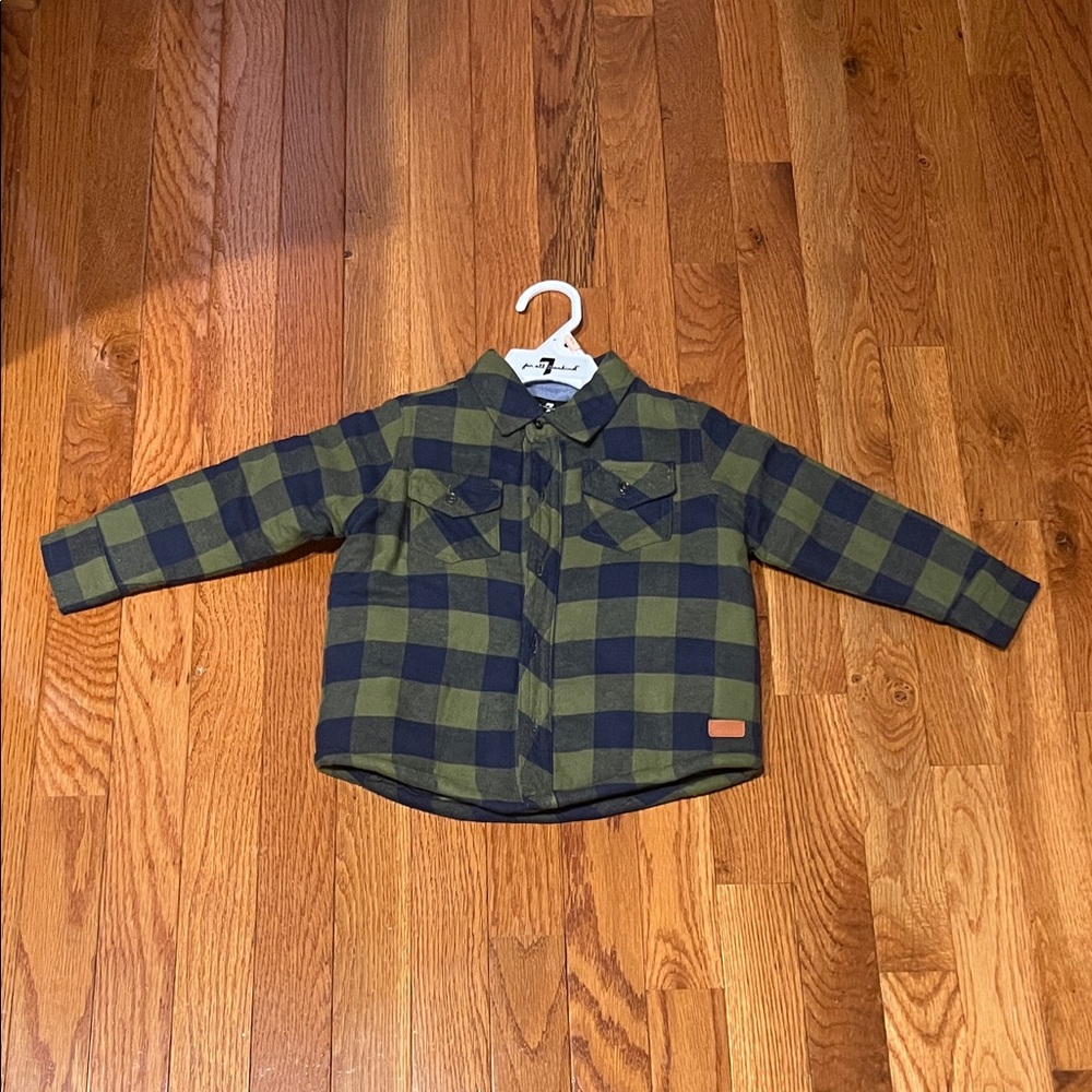 7 For All Mankind Kids Green and Blue Plaid Shirt / Jacket NWT 2T